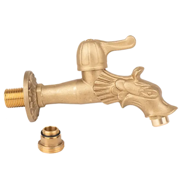 Robinet decorativ 1/2", dublu serviciu din alama naturala cu maneta si finisajj Dragon