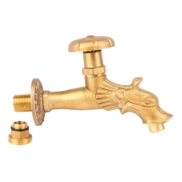 Robinet decorativ 1/2", dublu serviciu din alama naturala cu rozeta si finisaj Dragon