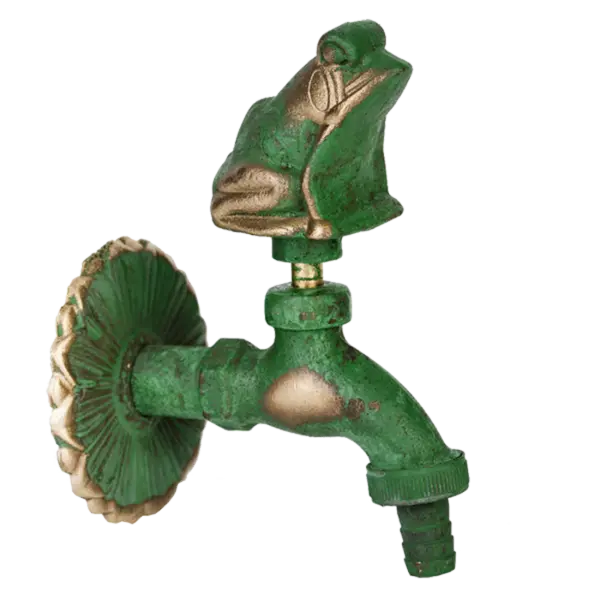 Robinet decorativ 1/2", dublu serviciu din alama si finisaj Broasca, culoare verde antic