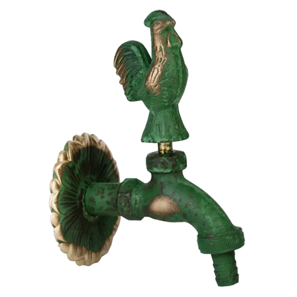 Robinet decorativ 1/2", dublu serviciu din alama si finisaj Cocos, culoare verde antic