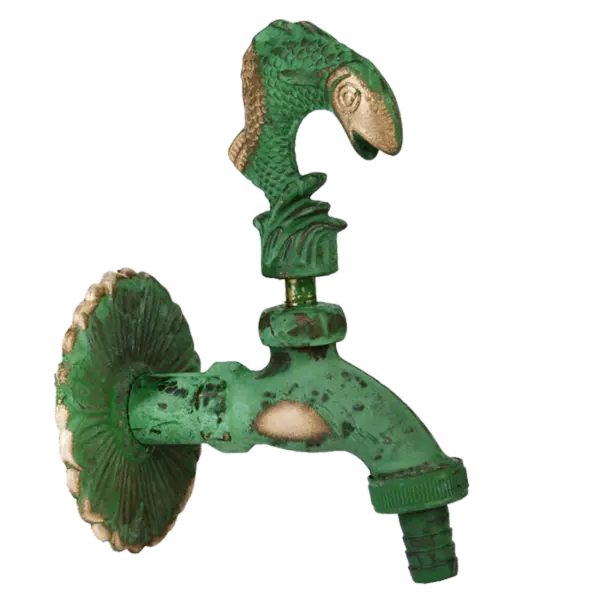 Robinet decorativ 1/2", dublu serviciu din alama si finisaj Peste, culoare verde antic