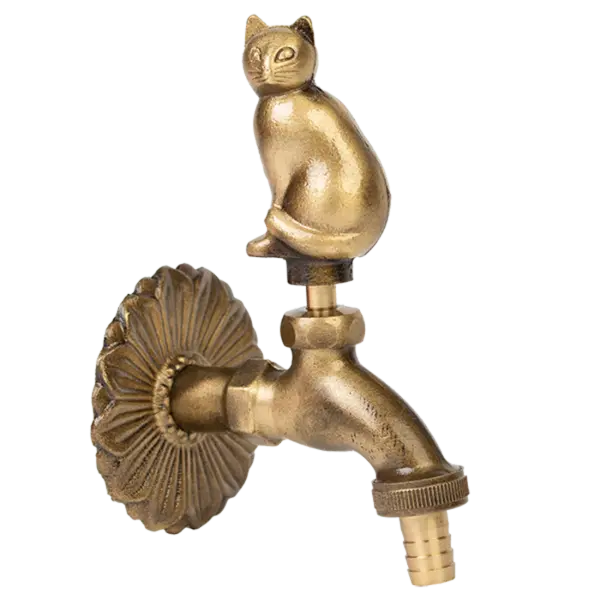 Robinet decorativ 1/2", dublu serviciu din alama si finisaj Pisica