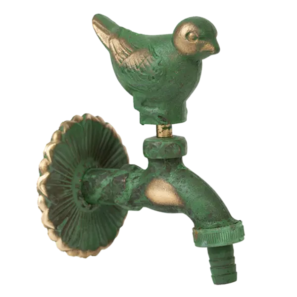 Robinet decorativ 1/2", dublu serviciu din alama si finisaj Porumbel, culoare verde antic
