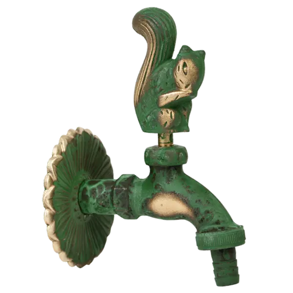 Robinet decorativ 1/2", dublu serviciu din alama si finisaj Veverita, culoare verde antic