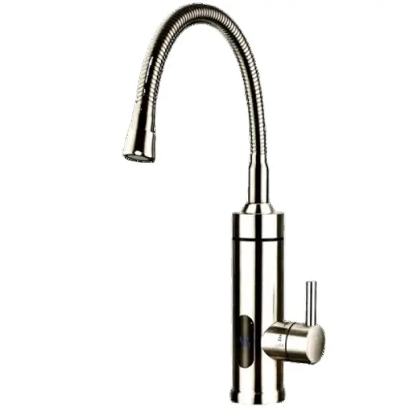 Robinet Electric Bucatarie, Argintiu, Ecran Digital, Inox, Incalzire Instanta, Putere 3000W