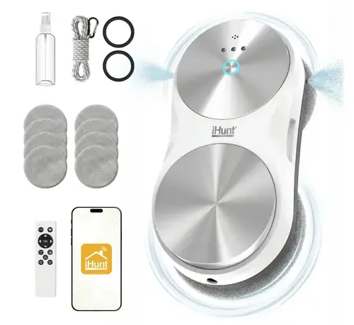 Robot curatare geamuri iHunt Smart Window Robot 6 Ultra, putere 6000PA, Rezervor Twin Spray 50ml, autonomie UPS 20 de minute (Alb)
