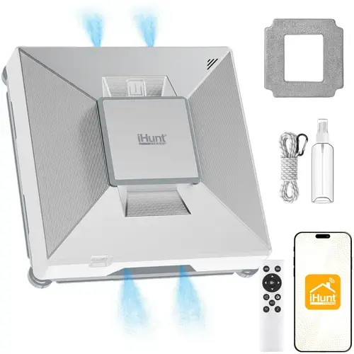 Robot curatare geamuri iHunt Window 7 Supreme 4X Spray, 72W, 2500 Pa, autonomie 40 de minute, rezervor apa60 ml, Alb