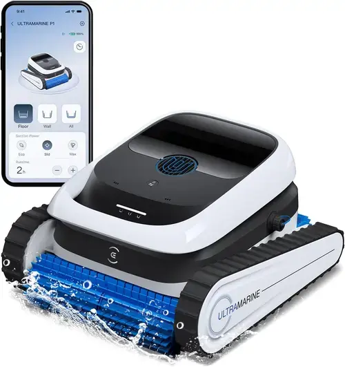Robot curatare piscina Ecovacs ULTRAMARINE P1, 4 role cu perii, Putere aspiratie 18m/h, Autonomie 180 minute (Alb)