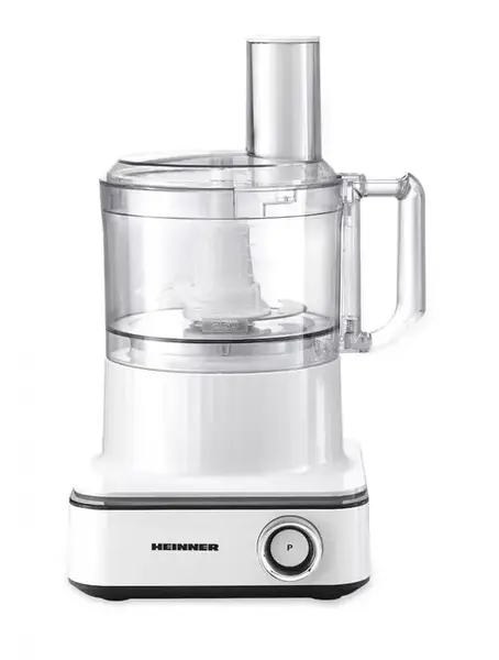 Robot de bucatarie HEINNER HFP-K1000WP, 1000 W, 6 viteze + PULSE, Bol procesare 2.3 l, Lame din otel inoxidabil, Cana de plastic 1.5 l (Alb)
