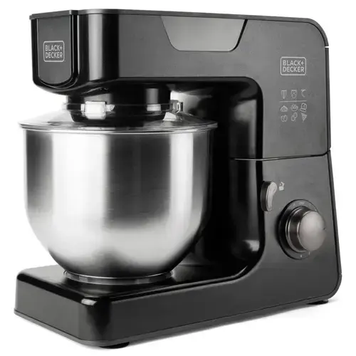 Robot de bucatarie multifunctional BLACK+DECKER BXKM1000E, 1000 W, 5.2 l, Bol inox, Functie Pulse (Negru)