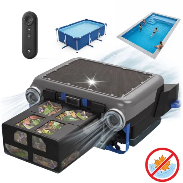 Robot iHunt BRO Robo Skimmer Solar pentru Piscine, Curatare Automata a Suprafatei Apei, Colectare Frunze si Resturi Plutitoare, Instalare Rapida, Incarcare Solara, Rezistent UV, Telecomanda