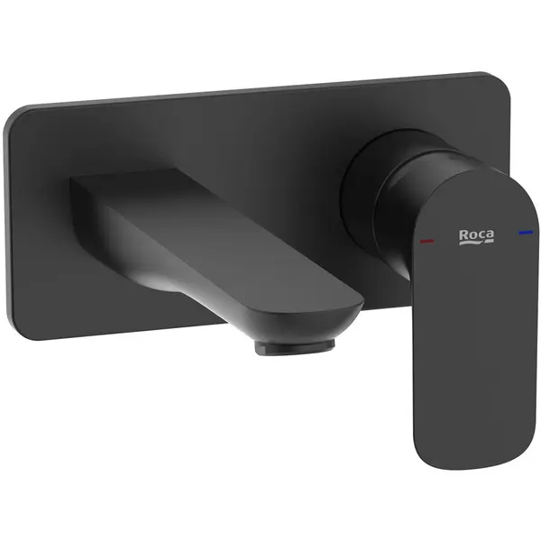 Roca Baterie lavoar Roca, Gama Cala, incastrata, monocomanda, marime M, levier metalic, cartus ceramic, fara set de evacuare, necesita corp instalare, negru
