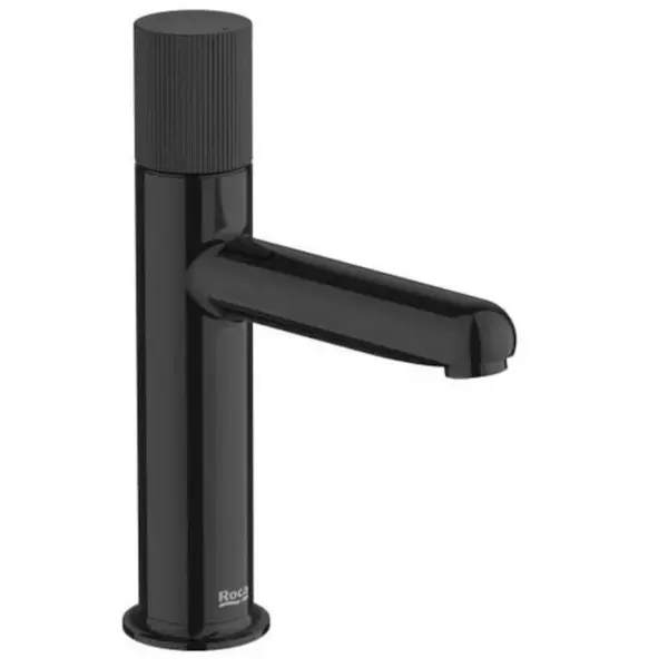 Roca Baterie lavoar Roca, Gama NU A5A3B3FCN0, monocomanda, marime S, levier metalic Stripes, cartus ceramic, fara set de evacuare, titanium black, negru