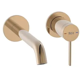 Roca Baterie lavoar Roca, Gama Ona A5A359EC00, incastrata, monocomanda, marime M, levier metalic, cartus ceramic, fara set de evacuare, necesita corp instalare (A5E3501C00), brushed brass, alama mat