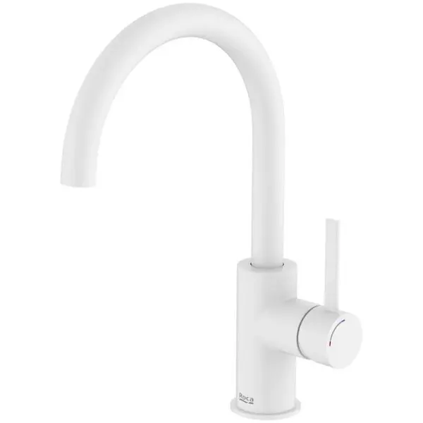 Roca Baterie lavoar Roca, Gama Ona A5A4A9EB00, monocomanda, marimea L, levier metalic, cartus ceramic, set evacuare push to open, pipa pivotanta, alb