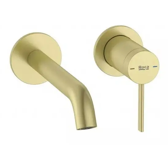 Roca Baterie lavoar Roca, Gama Ona, incastrata, monocomanda, marime M, levier metalic, cartus ceramic, fara set evacuare, necesita corp instalare (A5E3501VA0), brushed brass, alama mat