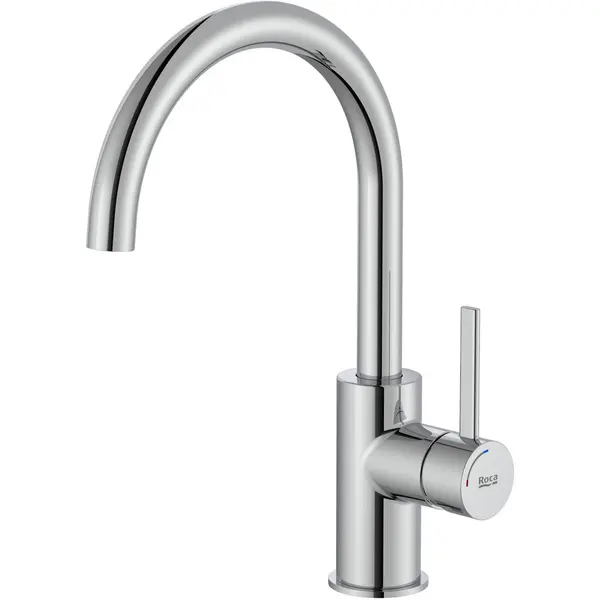 Roca Baterie lavoar Roca, Gama Ona, monocomanda, marimea L, levier metalic, cartus ceramic, set evacuare push to open, pipa pivotanta, crom