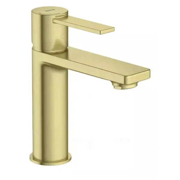 Roca Baterie lavoar Roca, Gama Targa 5A325FVA0, monocomanda, marimea S, levier metalic, cartus ceramic, fara set de evacuare, pipa pivotanta, brushed brass, alama mat