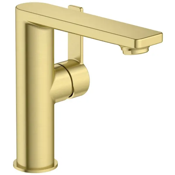 Roca Baterie lavoar Roca, Gama Targa A5A405FVA0, monocomanda, marime L, levier metalic, cartus ceramic, set evacuare push to open, brushed brass, alama mat