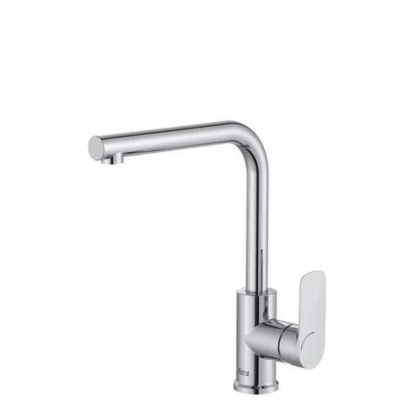 Roca Baterie sanitara bucatarie Roca, Gama Cala, pipa inalta, tip L, monocomanda, pivotanta, crom