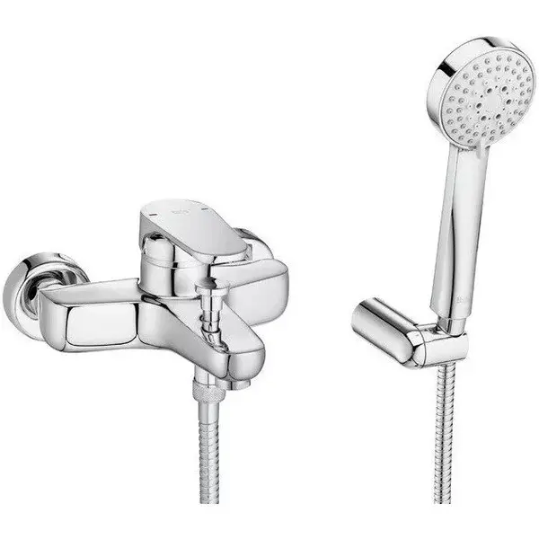 Roca Set 2 in 1 baterie cada Roca, Gama Anara, para de dus, furtun de dus, suport para de dus, crom