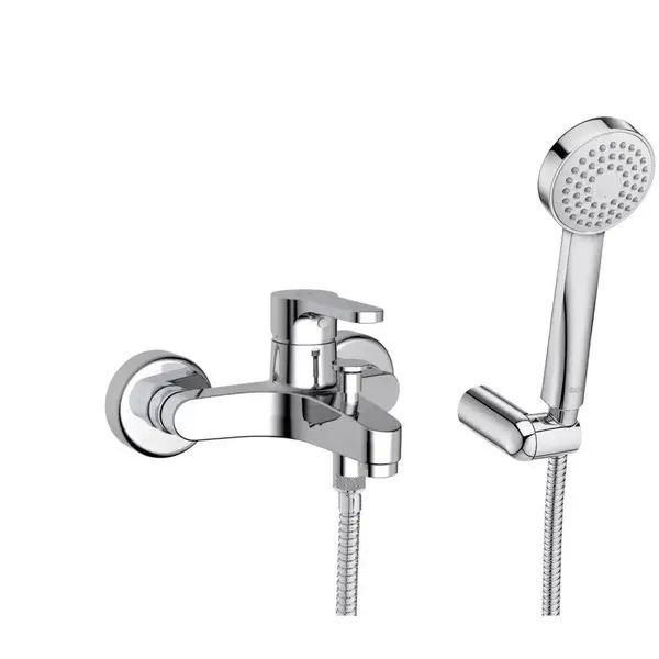 Roca Set 2 in 1 baterie cada Roca, Gama Arola, para de dus, furtun de dus, suport para de dus, crom