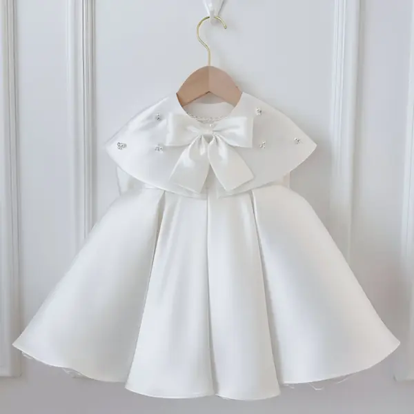 Rochie alba eleganta pentru fete, din tafta - Quinn