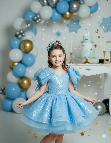Rochie aurie eleganta din dantela cu perle si paiete pentru fete - Miriam