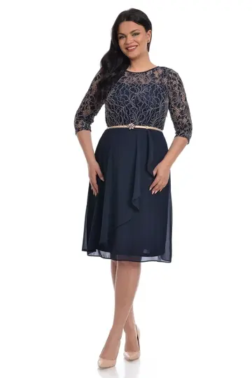 Rochie bust dantela DV22R35 bleumarin/crem, Dress to Impress | marimea 38