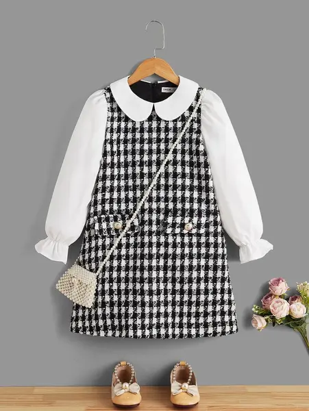 Rochie casual pentru fete, din stofă clasica - Ingrid