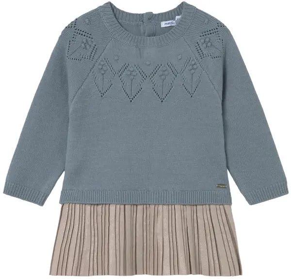 Rochie combinată Mayoral - Cu mâneci raglan și pulover, albastră, 12 luni