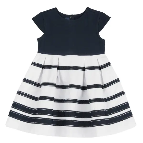 Rochie copii Chicco, alb cu bleumarin, 05454-66MC