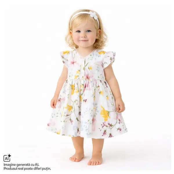 Rochie copii Chicco, Alb cu galben, 01585-70MC