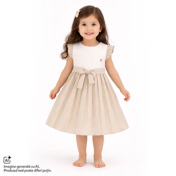 Rochie copii Chicco, Bej cu model, 01245-70MC