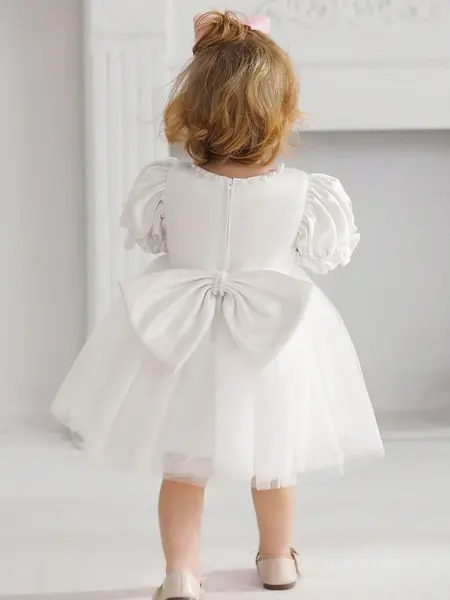 Rochie cu fundita din tiul - alb / 9-12 luni (74-80 cm)