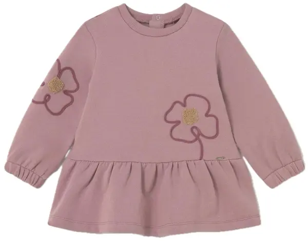 Rochie cu mânecă lungă Mayoral - Cu flori, roz, 12 luni