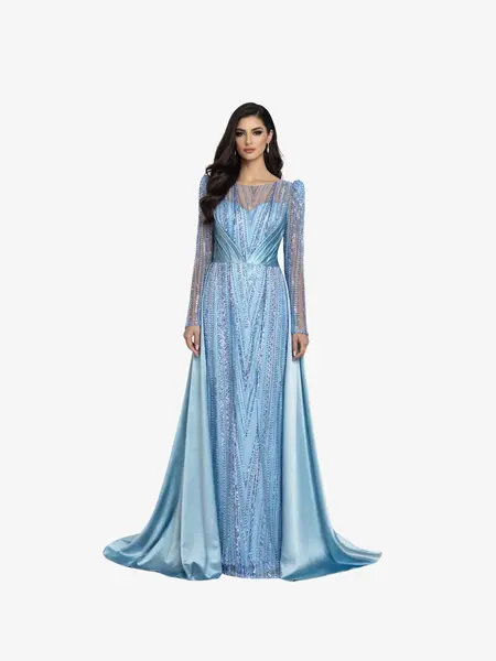 Rochie cu Trena "Andalucia", Albastra - XL
