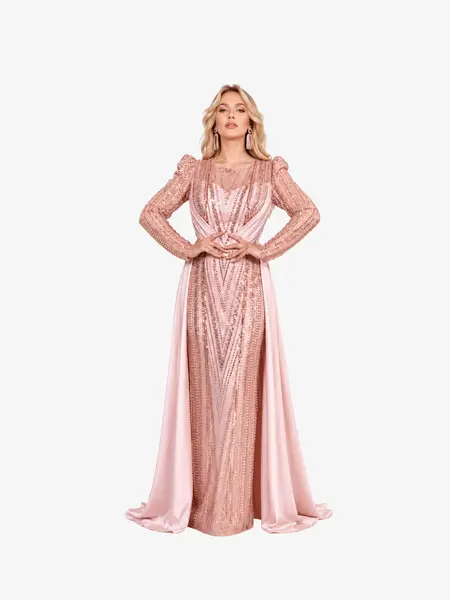 Rochie cu Trena "Andalucia", Roz - 3XL