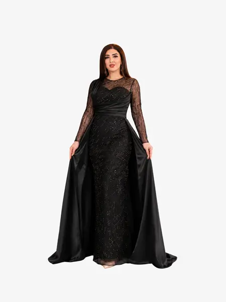 Rochie cu Trena "Enchanta", Neagra - XXL
