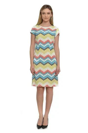 Rochie CV18073 ivoire/fistic/turcoaz/corai, Cesy | marimea S