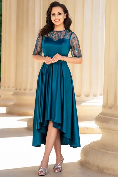 Rochie de ocazie asimetrica turquoise Deniz