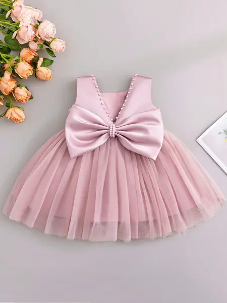 Rochie de ocazie pentru bebe ANNABEL - roz praf / 3-6 luni (62-68CM)