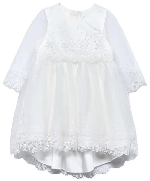 Rochie din tul cu mânecă lungă Abel & Lula - Cu dantelă florală, albă, 24 luni