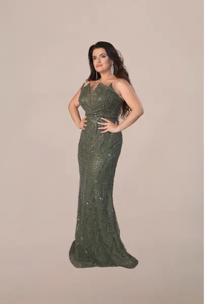 Rochie Eleganta “Camila”, Verde - 6XL
