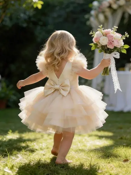 Rochie elegantă de prințesă din tul pentru fetițe ANA - crem / 9-12luni
