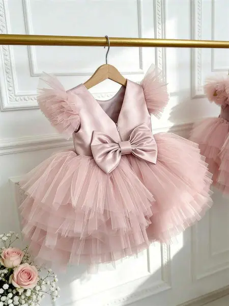 Rochie elegantă de prințesă din tul pentru fetițe ANA - roz / 18-24luni