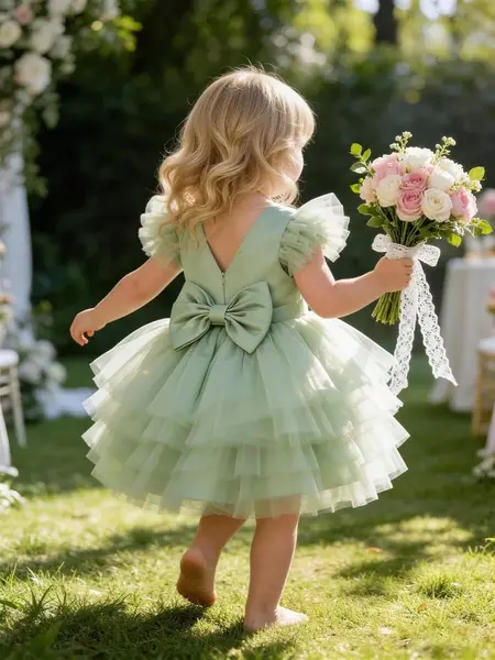 Rochie elegantă de prințesă din tul pentru fetițe ANA - verde menta / 9-12luni