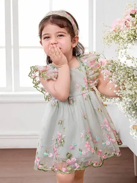Rochie elegantă de vară pentru fetițe Andreea - verde / 6-9luni