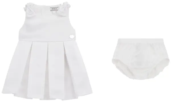 Rochie fără mâneci Guess - Plisat, alb, 18 luni