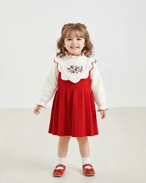 Rochie Fetite Rosie cu Broderie Freya - 6-7 ani